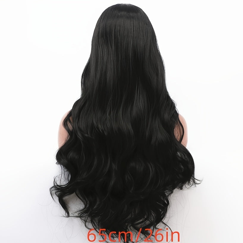 Women's Stylish Center Parted Wavy Hair, Elegant 66.04 cm Long Wig for Beginners Heat Resistant Synthetic Wig, Suitable for Daily Wear and Party Use