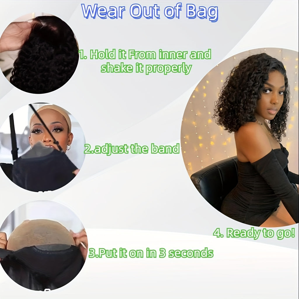 Glueless Wigs Human Hair Pre Plucked Pre Cut Bob Wig Human Hair 180% Density 4x4 Water Wave Lace Closure Wigs Human Hair For Woman Glueless Wigs Human Hair Lace Front Wigs