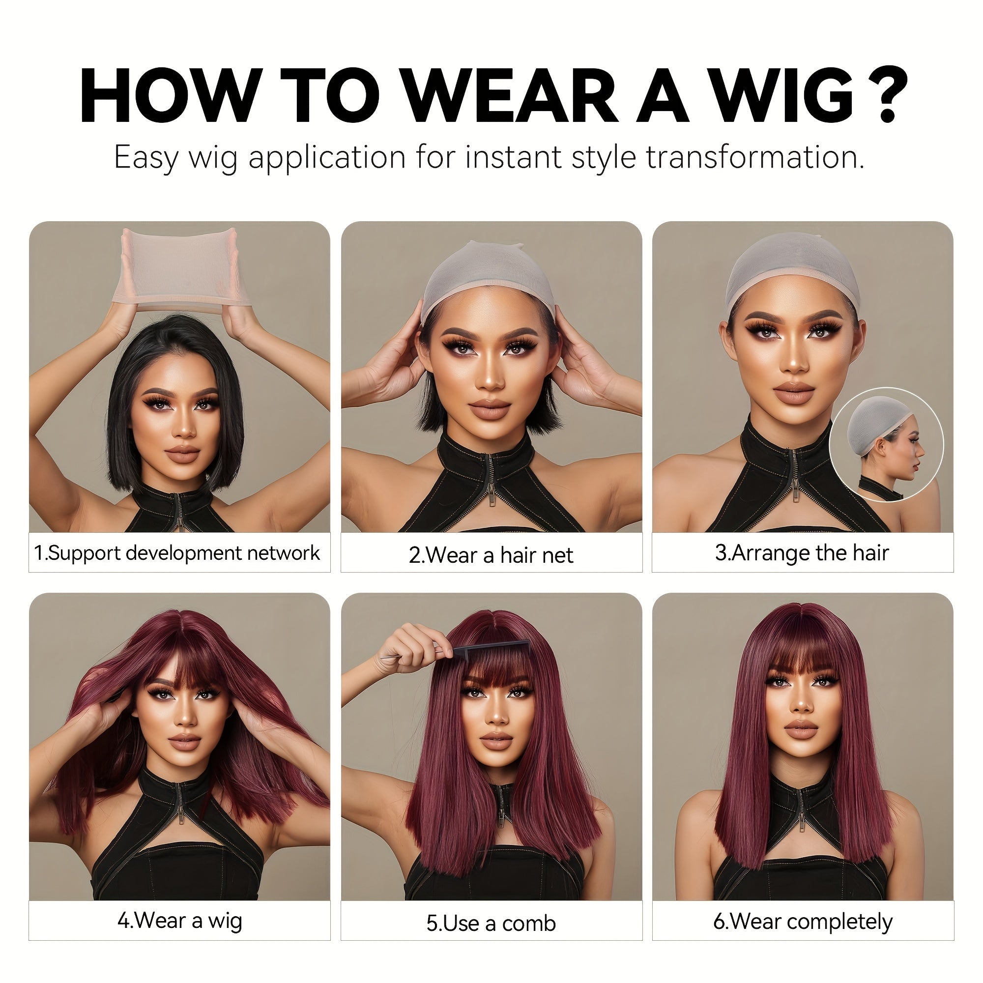 Women's -Resistant Long Curly Wig with Rose Net - Dark Brown/Black -Looking Loose Waves, -Stylable Fiber Hair for Daily Wear, Parties, Christmas & Valentine's Day (No glue/Spray needed)