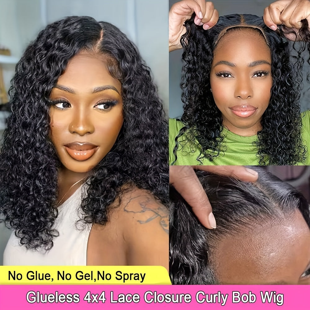 Glueless Wigs Human Hair Pre Plucked Pre Cut Bob Wig Human Hair 180% Density 4x4 Water Wave Lace Closure Wigs Human Hair For Woman Glueless Wigs Human Hair Lace Front Wigs