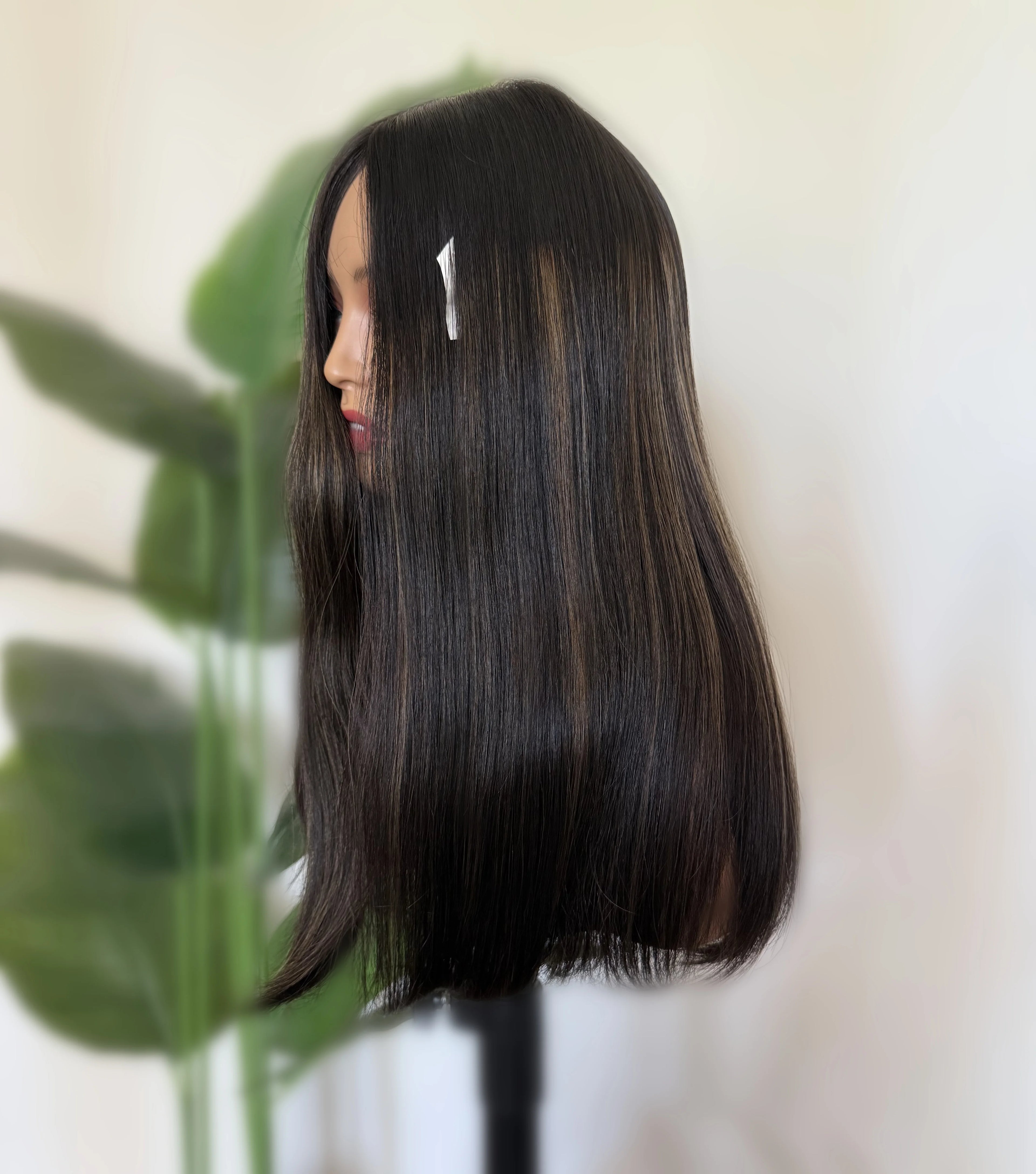 Top Quality Highlights Color Human Hair Jewish Wig Invisible HD Lace Front Wig Swiss Lace Top Jewish WigFor White Women