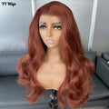Long Body Wavy Copper Red Wigs Futura Fiber Hair 13x6 Heat Resistant Synthetic Lace Front Wig for Black Women