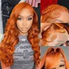 European Hair 13*6 Lace Front Wig with Natural Hairline Pre-Plucked Glueless Wave Highlighted Brown Color Transparent Lace