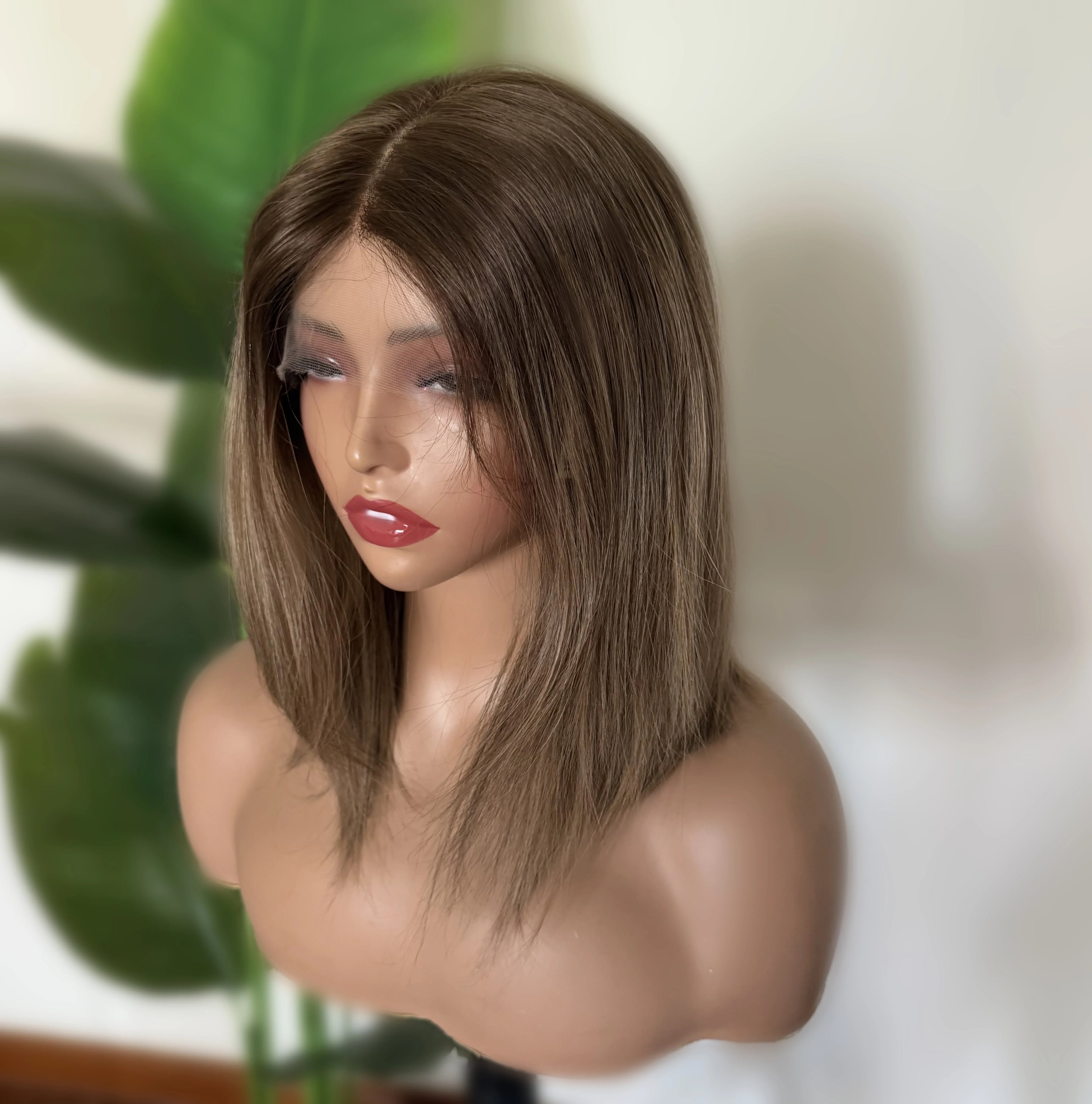 Top Quality Highlights Color Human Hair Jewish Wig Invisible HD Lace Front Wig Swiss Lace Top Jewish WigFor White Women