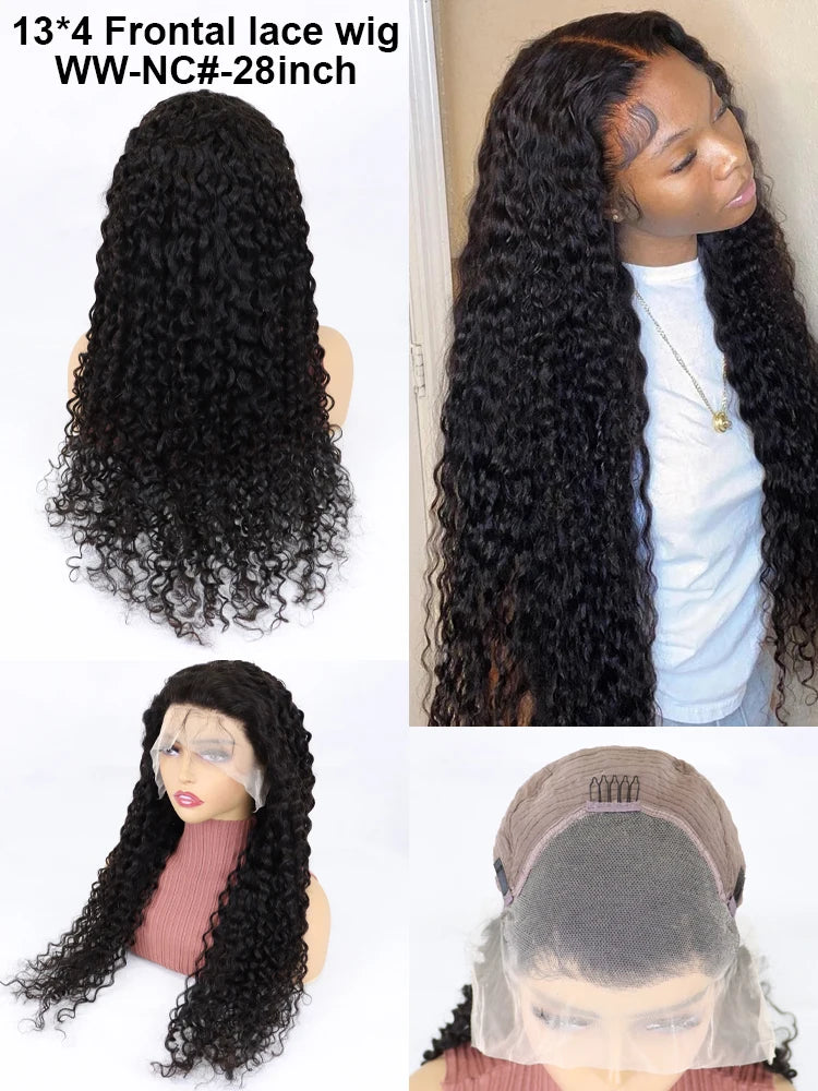 Bulk Buy 26 28 30  Inch 200 Density Waterwave Human Hair Wigs for Women 13x4 Transparent Wigs Human Hair Lace Front Water Wave