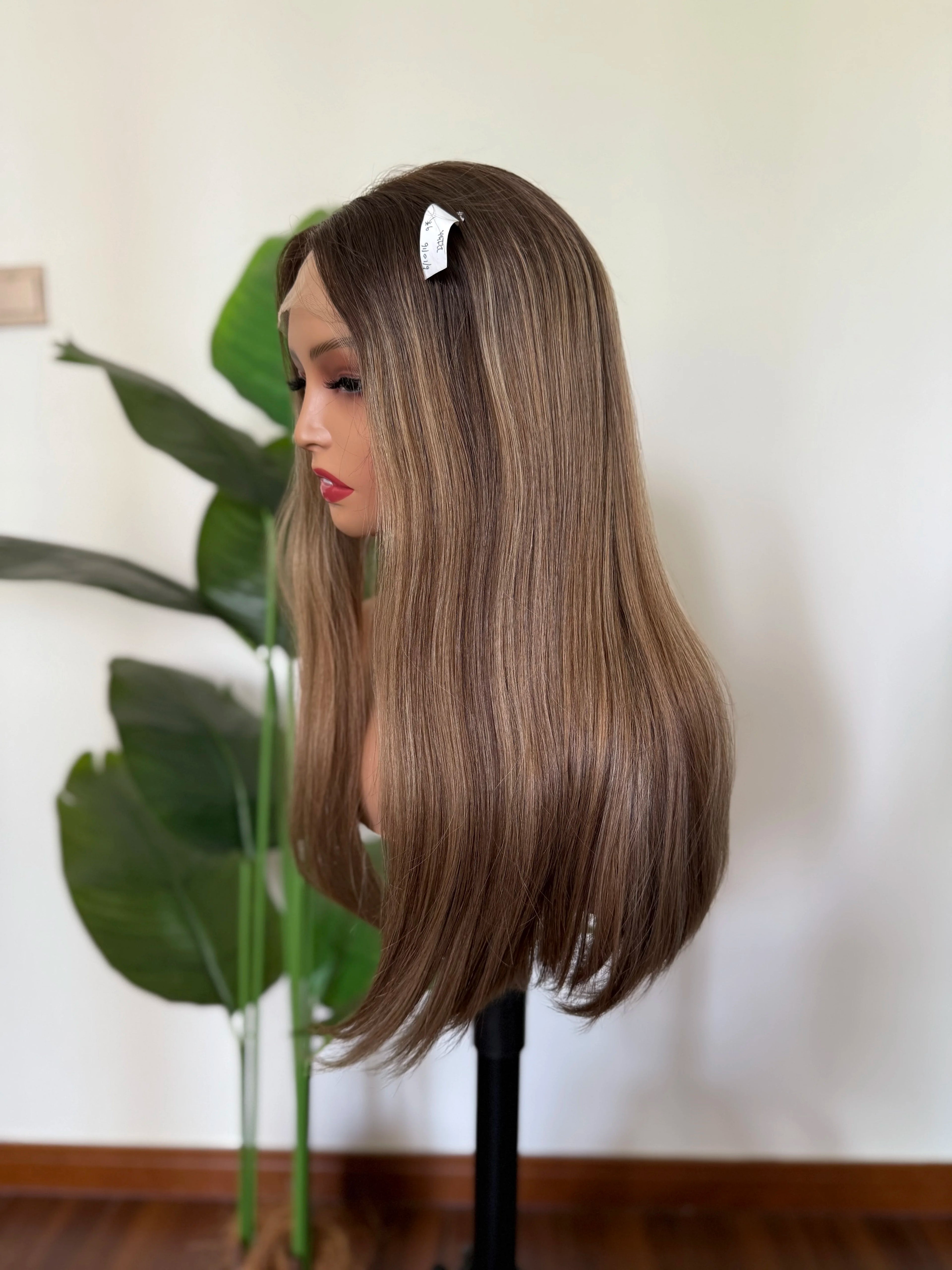 Top Quality Highlights Color Human Hair Jewish Wig Invisible HD Lace Front Wig Swiss Lace Top Jewish WigFor White Women