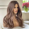 European Hair 13*6 Lace Front Wig with Natural Hairline Pre-Plucked Glueless Wave Highlighted Brown Color Transparent Lace