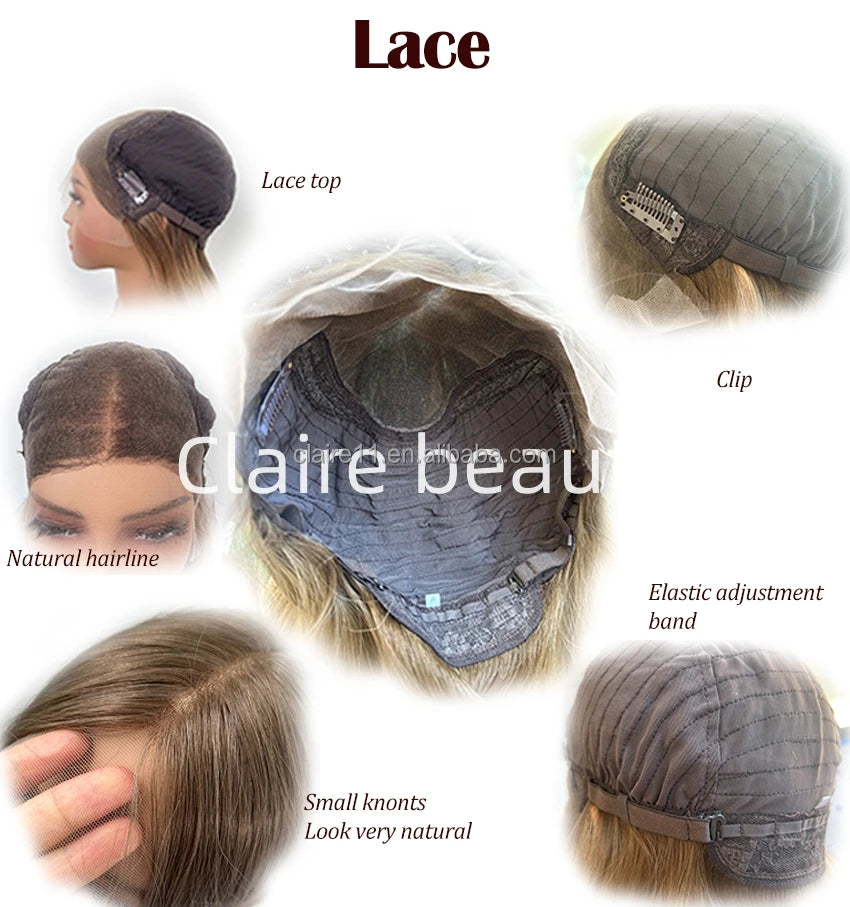 Top Quality Highlights Color Human Hair Jewish Wig Invisible HD Lace Front Wig Swiss Lace Top Jewish WigFor White Women