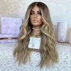 European Hair 13*6 Lace Front Wig with Natural Hairline Pre-Plucked Glueless Wave Highlighted Brown Color Transparent Lace