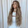 European Hair 13*6 Lace Front Wig with Natural Hairline Pre-Plucked Glueless Wave Highlighted Brown Color Transparent Lace