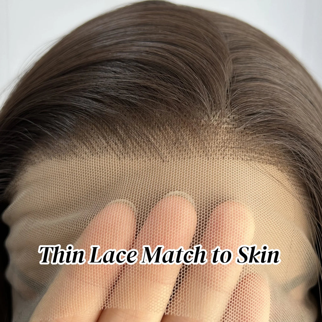 Chocolate Brown Loose Body Wave Synthetic Hair Free Part Dark Brown Brunette Long Wavy Natural Curly Lace Front Wigs for Women