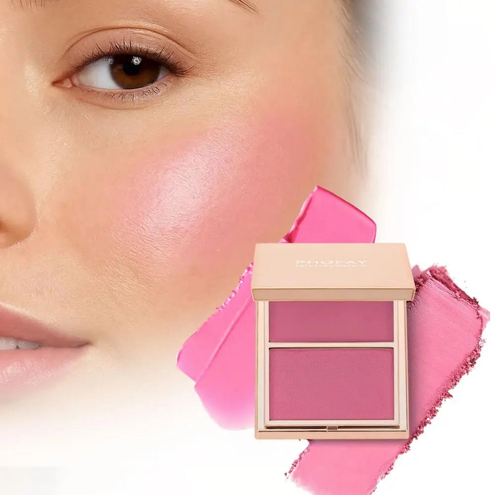 Natural Matte Contour Blush Highly Pigmented Long Lasting Dual Color Palette For A Sculpted Face And Natural Beauty Makeup Look