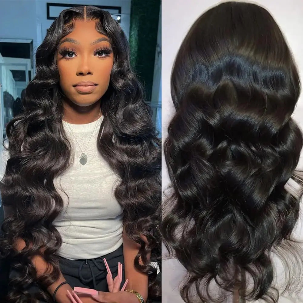 Body Wave 4x4 Transparent Lace Front Wigs Human Hair for Women Malaysia Body Wave With Baby Hair Wigs 180% Density Natural Color