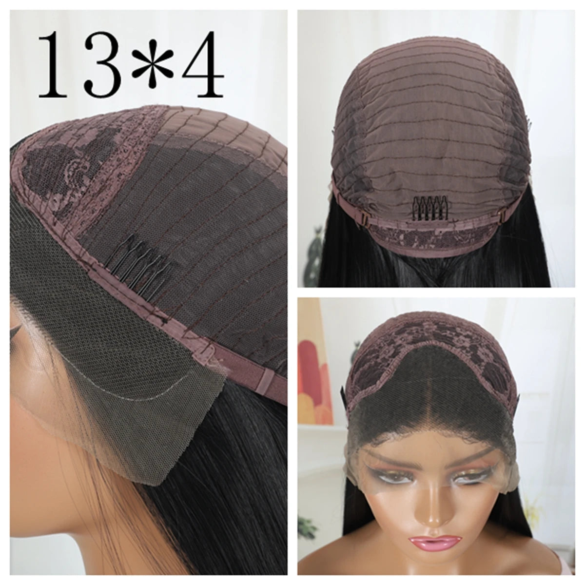 Long Deep Wave Black Color Synthetic 13X4 HD Lace Frontal Wig For Black Women Prepucked Bleach Knots Glueless Wig Daily Party