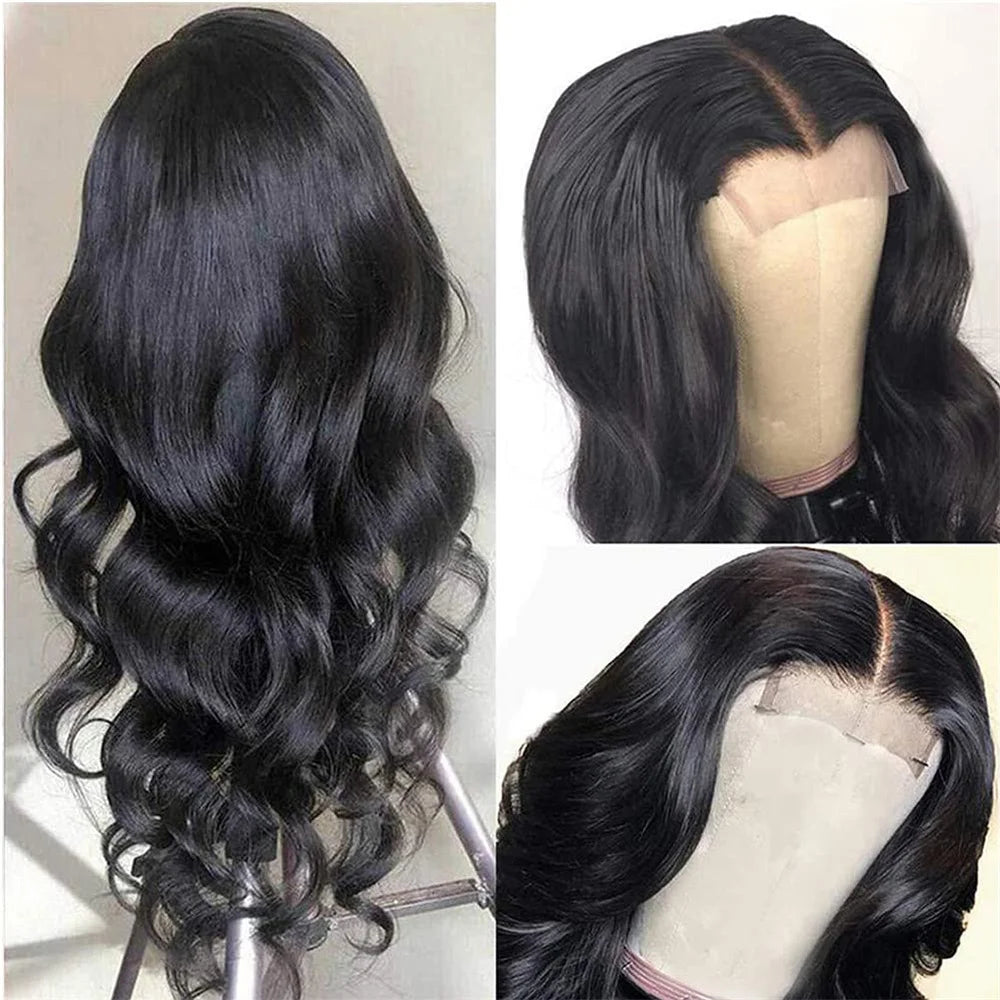 Body Wave 4x4 Transparent Lace Front Human Hair 180% Density for Women Malaysia Pre Plucked With Baby Hair Wigs Natural Color