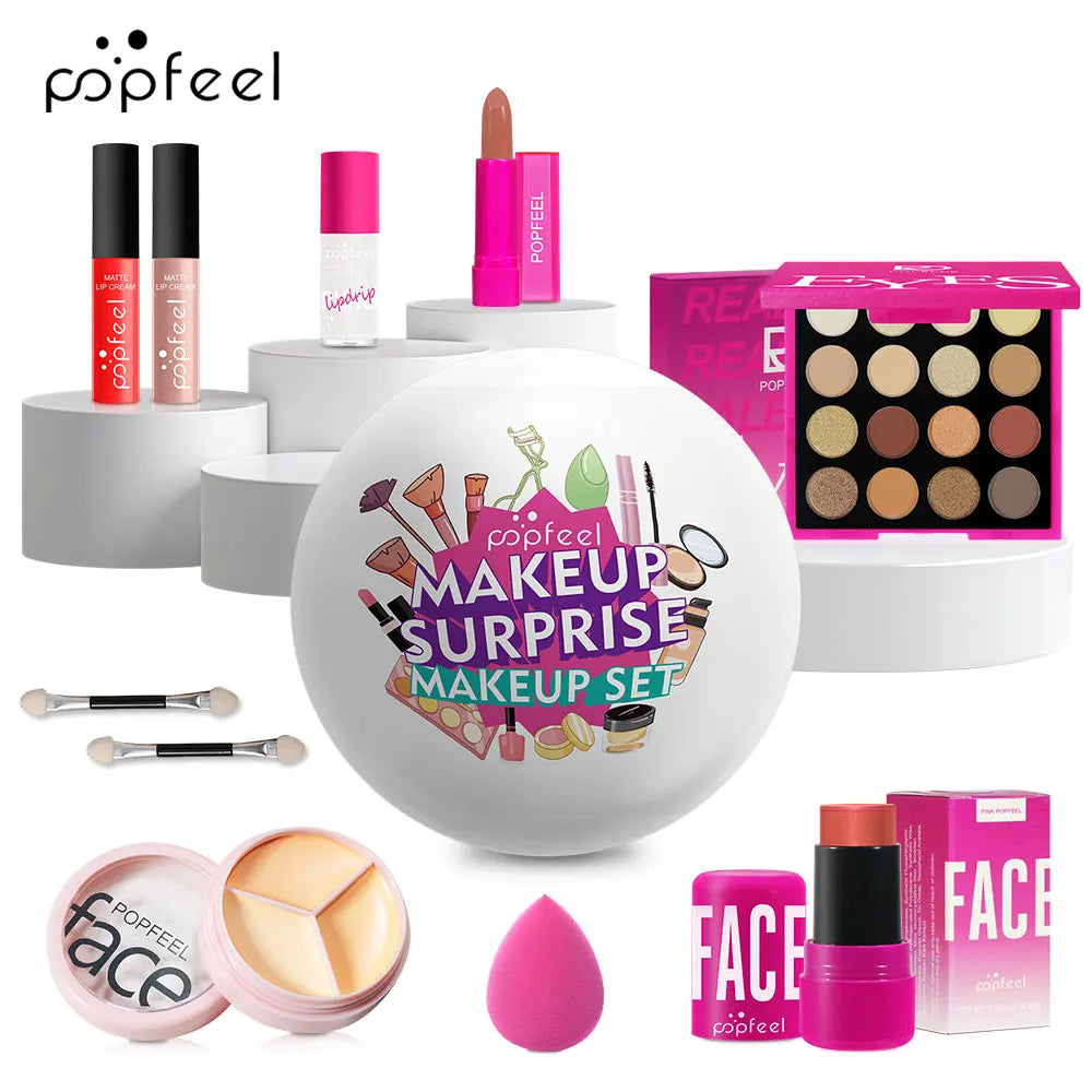 POPFEEL Surprise Makeup Ball Gift Set - Festive Cosmetic Bundle for Special Occasions, Perfect Birthday Surprise Makeup Sphere.