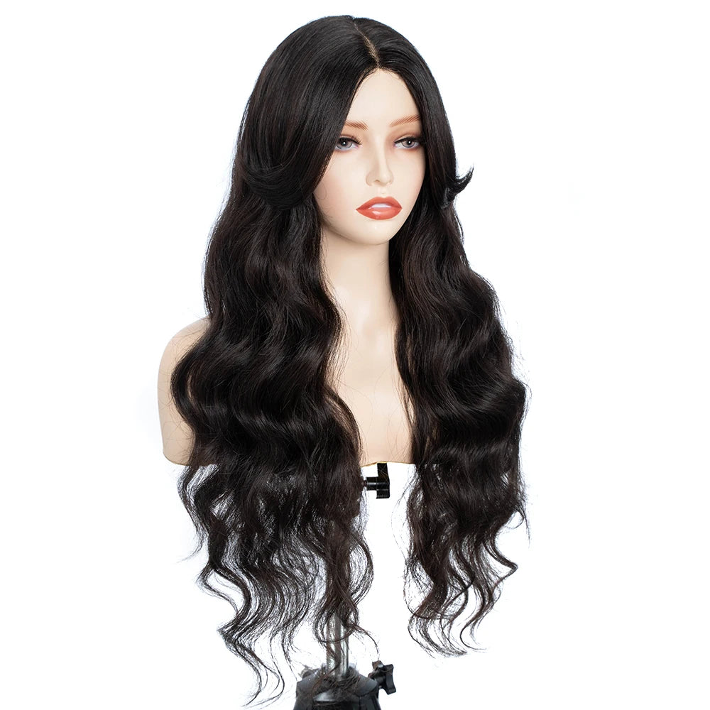 Synthetic Lace Wigs For Black Women Long 28 inch Body Wave Wavy Middle Part Lace Wig Ombre Blonde Brown Cosplay Wigs