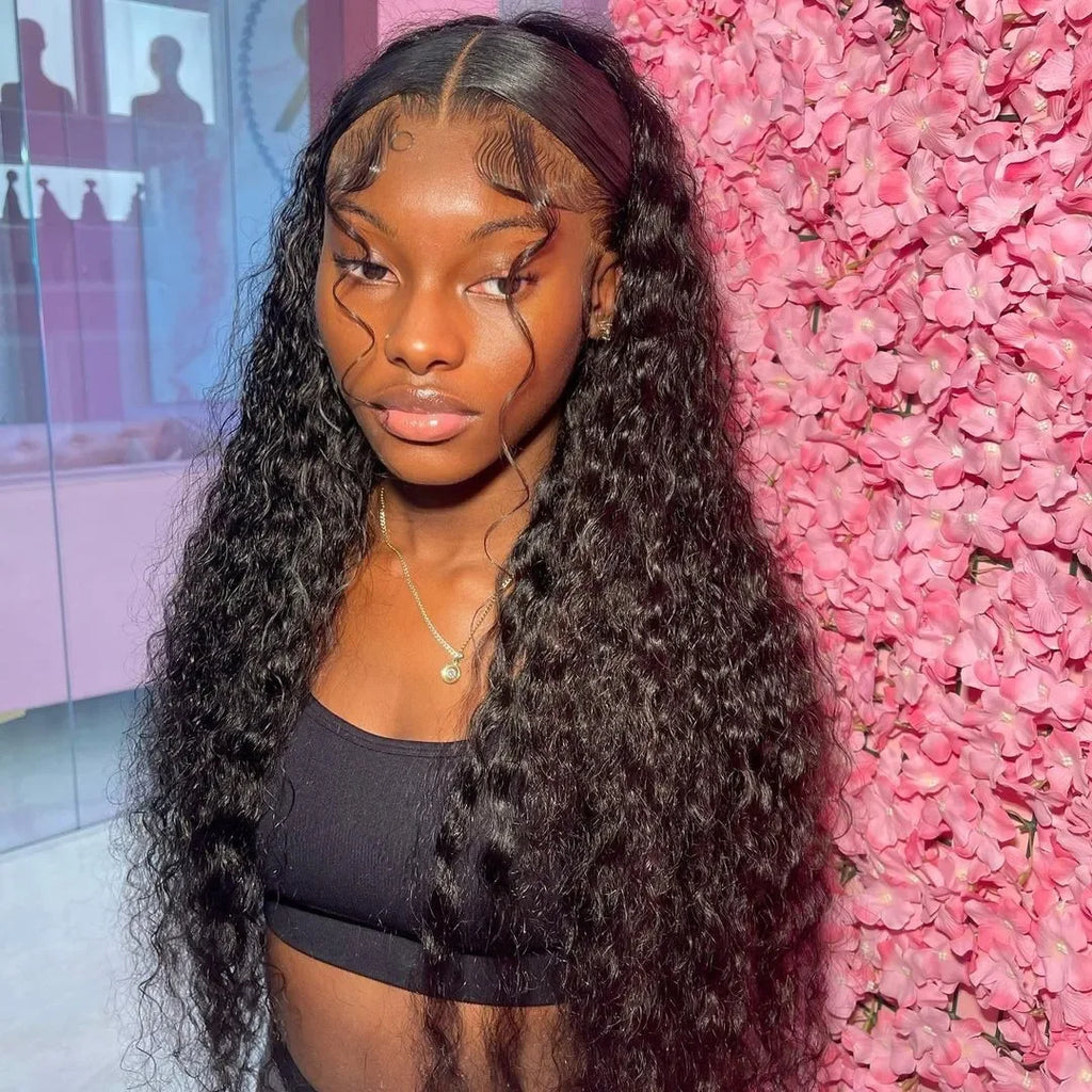 300% Density 40 46 Inch 13x6 HD Loose Deep Wave Lace Frontal Wig Brazilian 13x4 Water Curly Human Hair Wigs For Women Preplucked