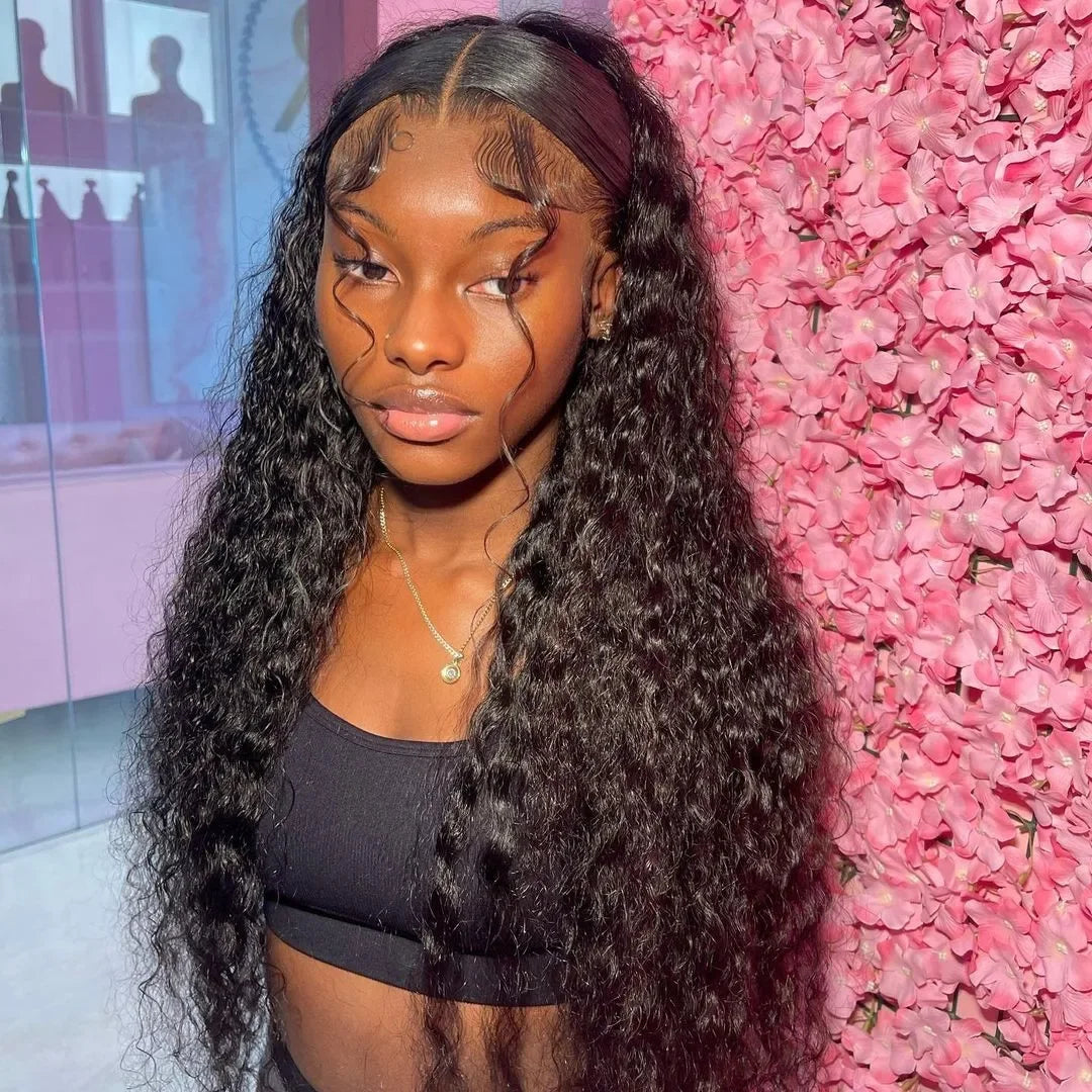 300% Density 40 46 Inch 13x6 HD Loose Deep Wave Lace Frontal Wig Brazilian 13x4 Water Curly Human Hair Wigs For Women Preplucked