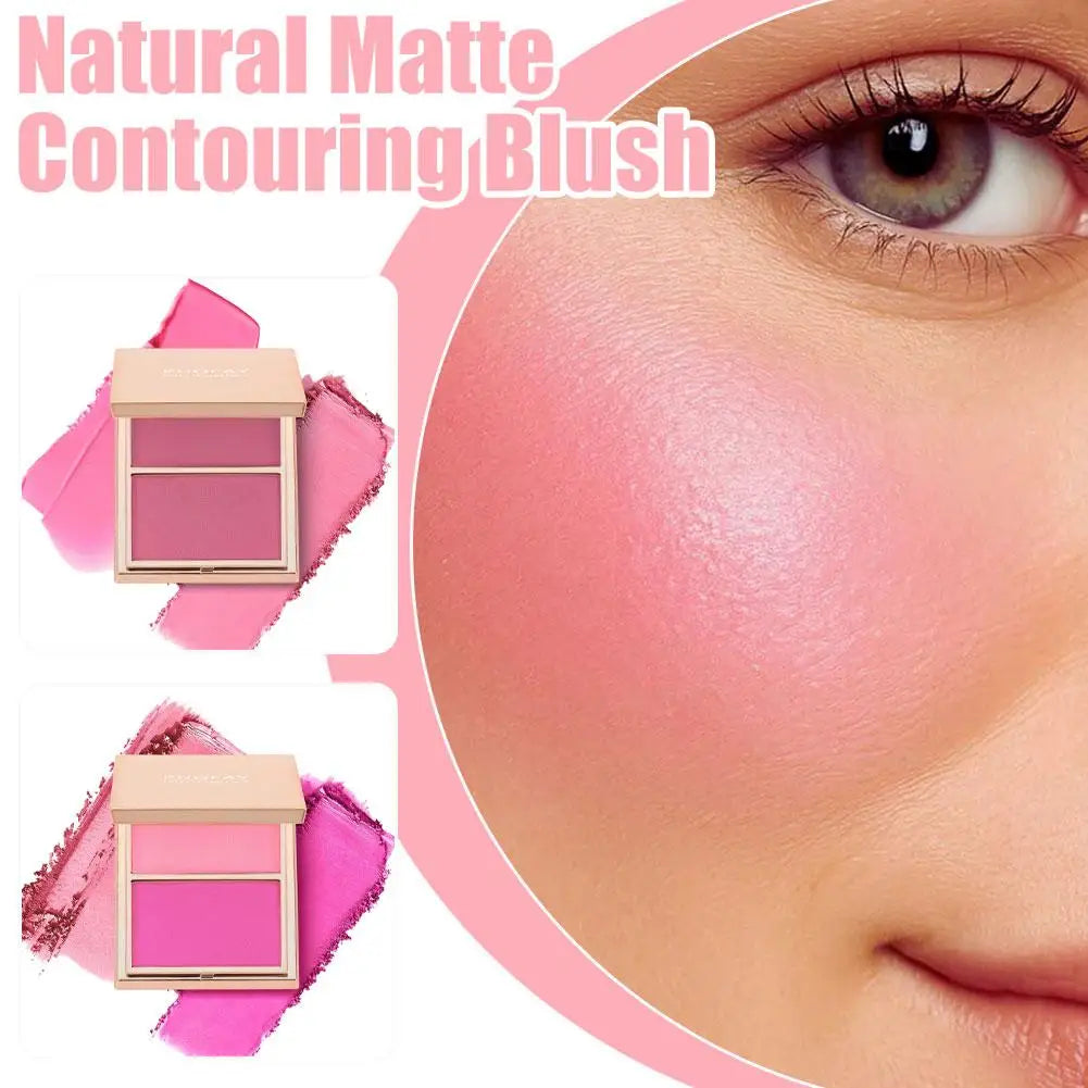 Natural Matte Contour Blush Highly Pigmented Long Lasting Dual Color Palette For A Sculpted Face And Natural Beauty Makeup Look