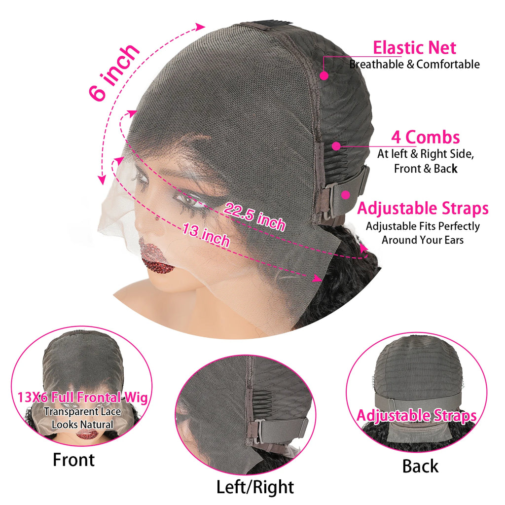 30 36 46 Inches Burmese Curly 13x6 Hd Lace Front  Human Hair Hair Wig 200 Density 13x4 7x6 Lace Full Frontal Hair Wigs For Women