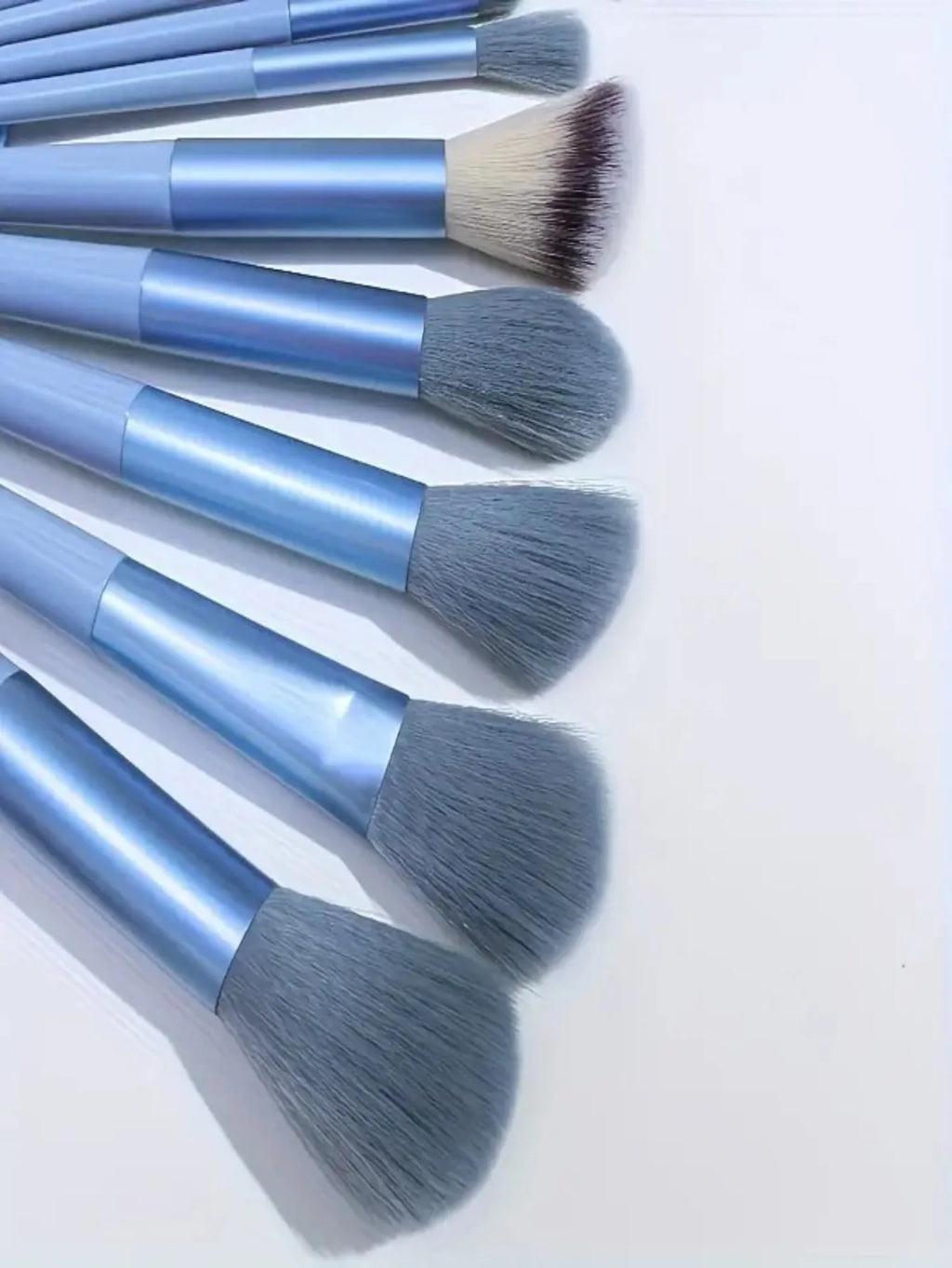 Professional 13-Piece Blue Makeup Brush Set with Blending Sponge & Powder Puff - Complete Cosmetic Kit for Flawless Foundation