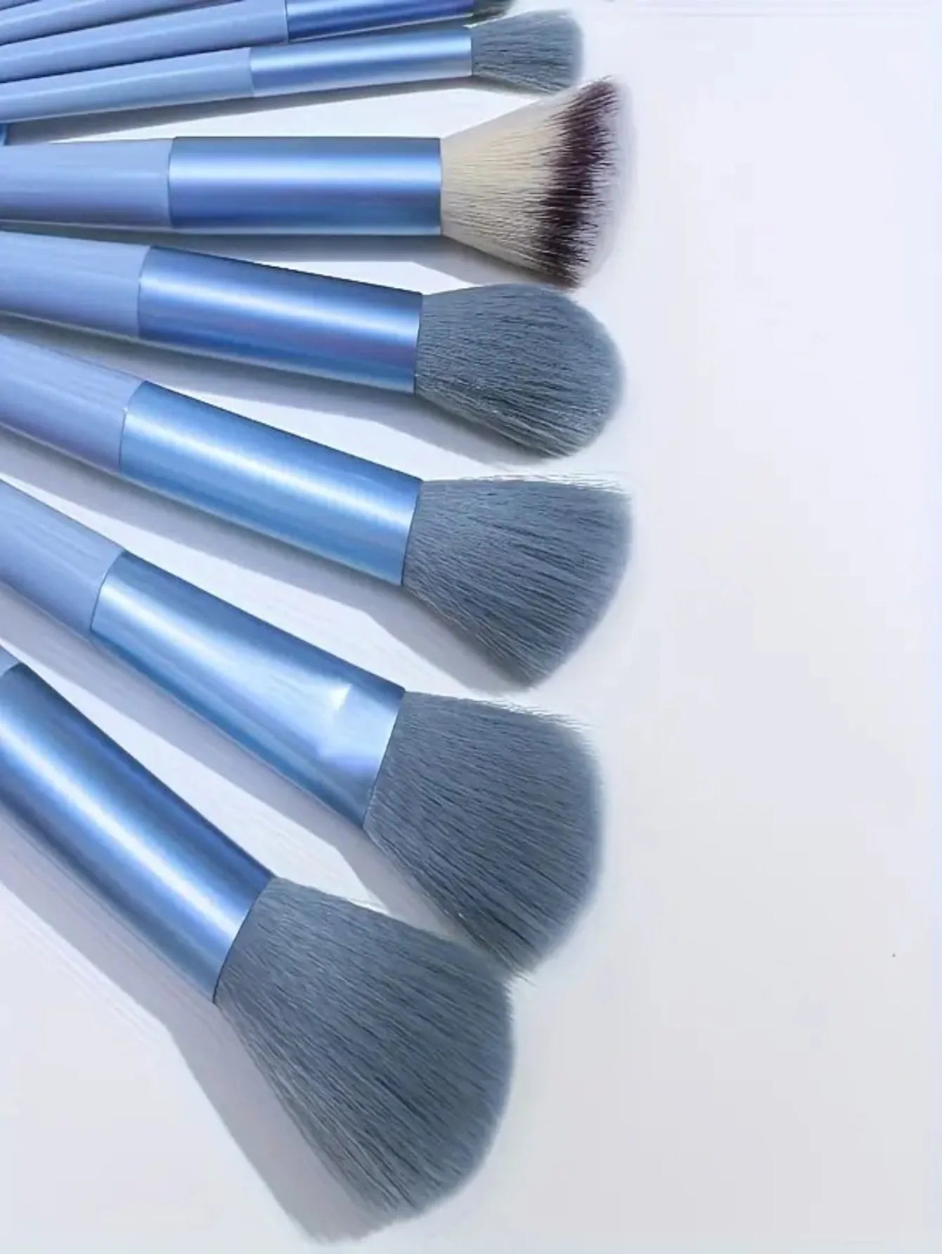 Professional 13-Piece Blue Makeup Brush Set with Blending Sponge & Powder Puff - Complete Cosmetic Kit for Flawless Foundation