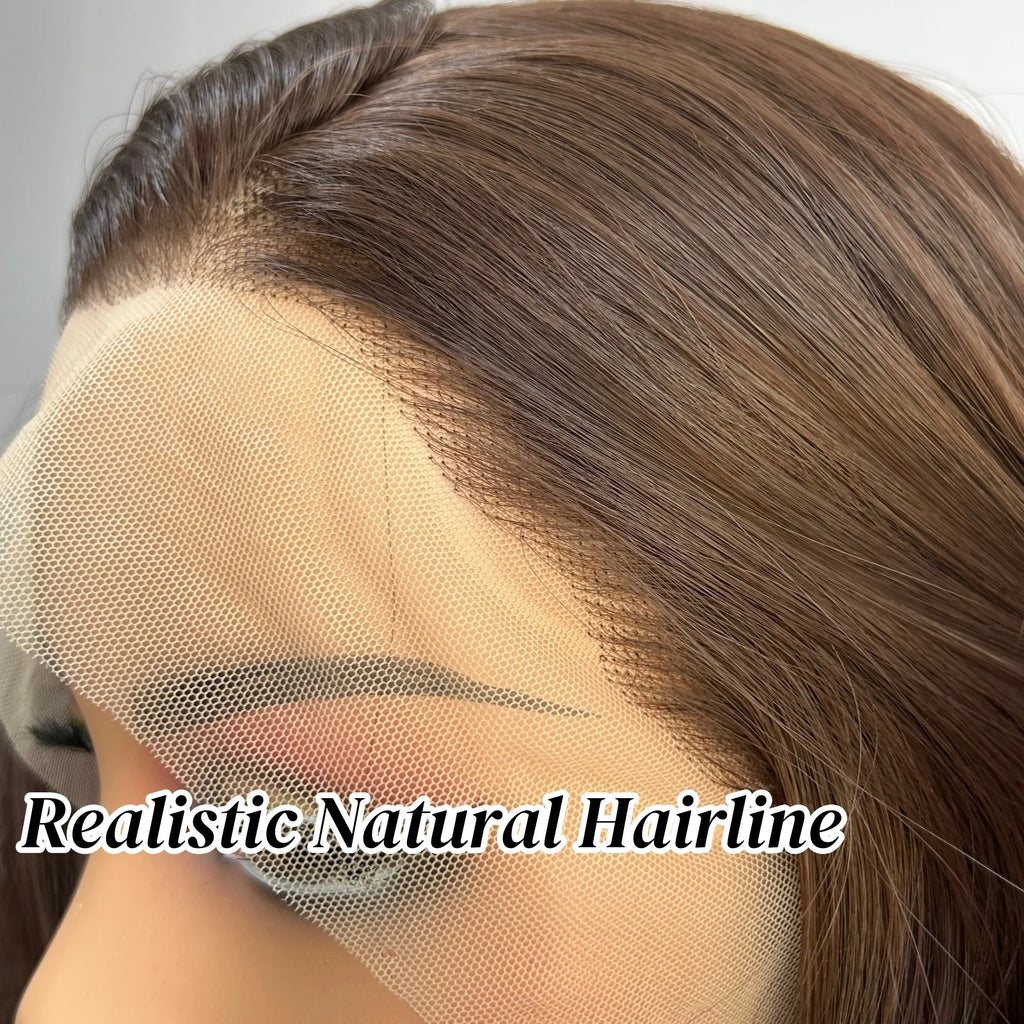 Chocolate Brown Loose Body Wave Synthetic Hair Free Part Dark Brown Brunette Long Wavy Natural Curly Lace Front Wigs for Women