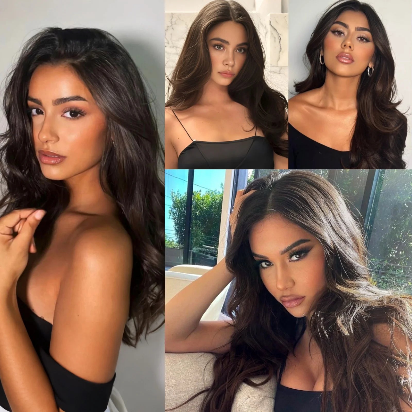 Chocolate Brown Loose Body Wave Synthetic Hair Free Part Dark Brown Brunette Long Wavy Natural Curly Lace Front Wigs for Women