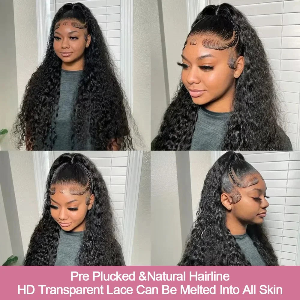 300% Density 40 46 Inch 13x6 HD Loose Deep Wave Lace Frontal Wig Brazilian 13x4 Water Curly Human Hair Wigs For Women Preplucked