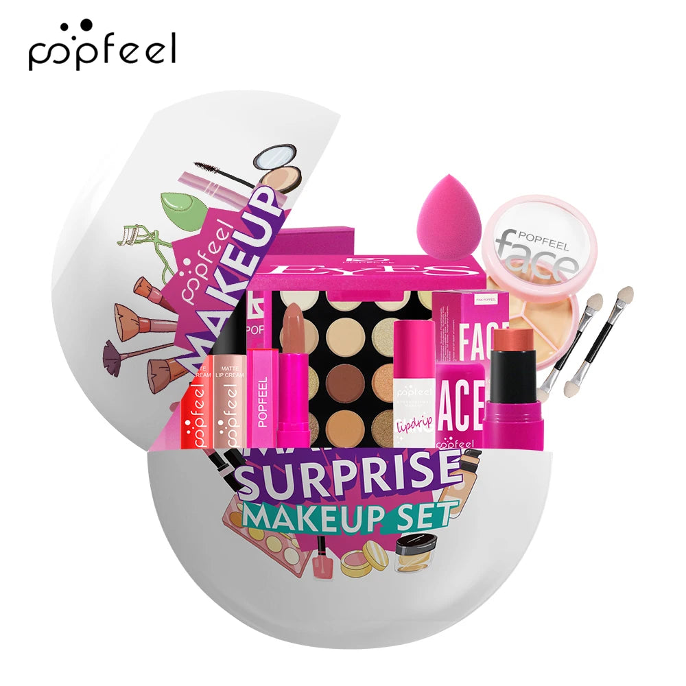 POPFEEL Surprise Makeup Ball Gift Set - Festive Cosmetic Bundle for Special Occasions, Perfect Birthday Surprise Makeup Sphere.