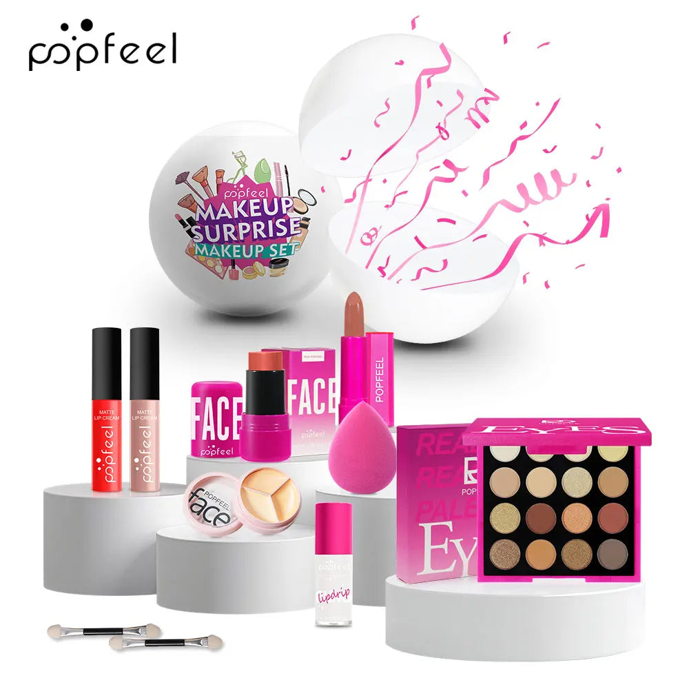 POPFEEL Surprise Makeup Ball Gift Set - Festive Cosmetic Bundle for Special Occasions, Perfect Birthday Surprise Makeup Sphere.