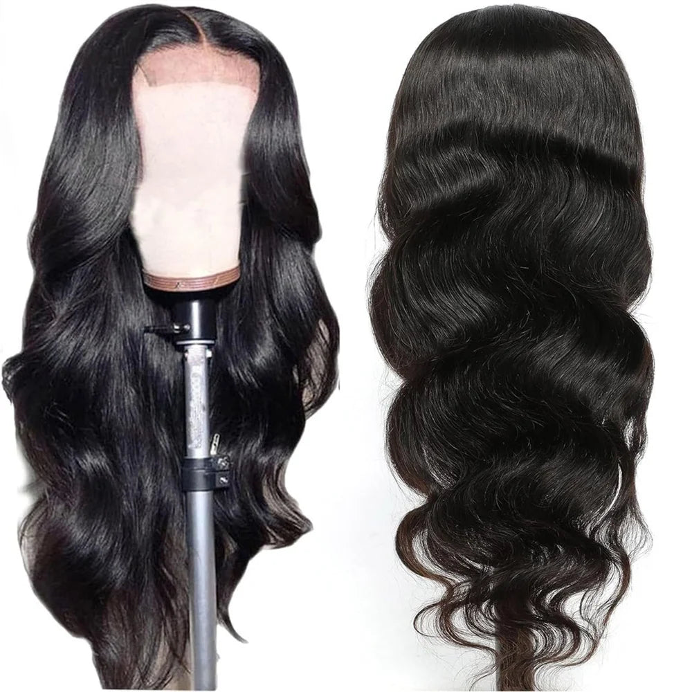 Body Wave 4x4 Transparent Lace Front Human Hair 180% Density for Women Malaysia Pre Plucked With Baby Hair Wigs Natural Color