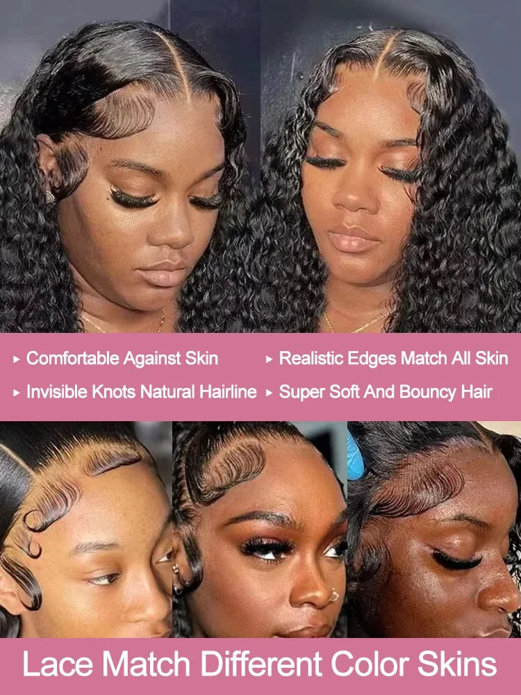 300% Density 40 46 Inch 13x6 HD Loose Deep Wave Lace Frontal Wig Brazilian 13x4 Water Curly Human Hair Wigs For Women Preplucked