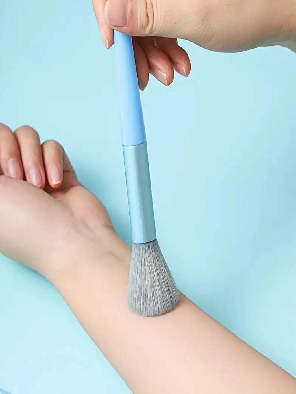 Professional 13-Piece Blue Makeup Brush Set with Blending Sponge & Powder Puff - Complete Cosmetic Kit for Flawless Foundation