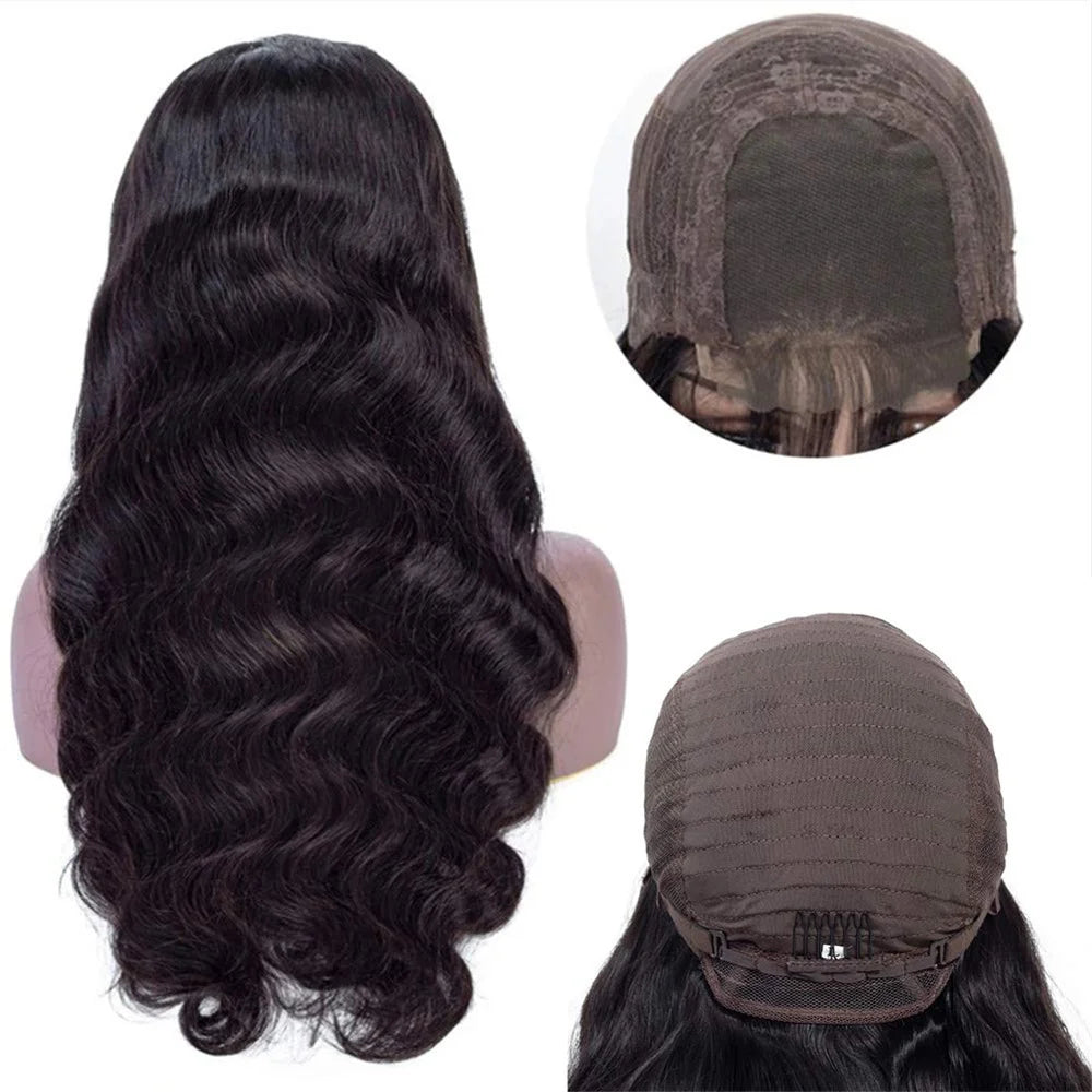 Body Wave 4x4 Transparent Lace Front Wigs Human Hair for Women Malaysia Body Wave With Baby Hair Wigs 180% Density Natural Color