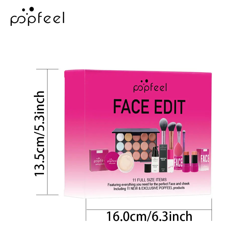 POPFEEL Valentine's Day and Holiday Makeup Gift Set - All-in-One 11-Piece Makeup Kit for Girls and Women, Featuring Concealer