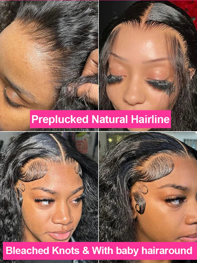 30 40Inch Curly Wigs 13x6 HD Transparent Lace Frontal Human Hair Deep Wave Frontal Wig 250% Density Raw Hair Brazilian For Women