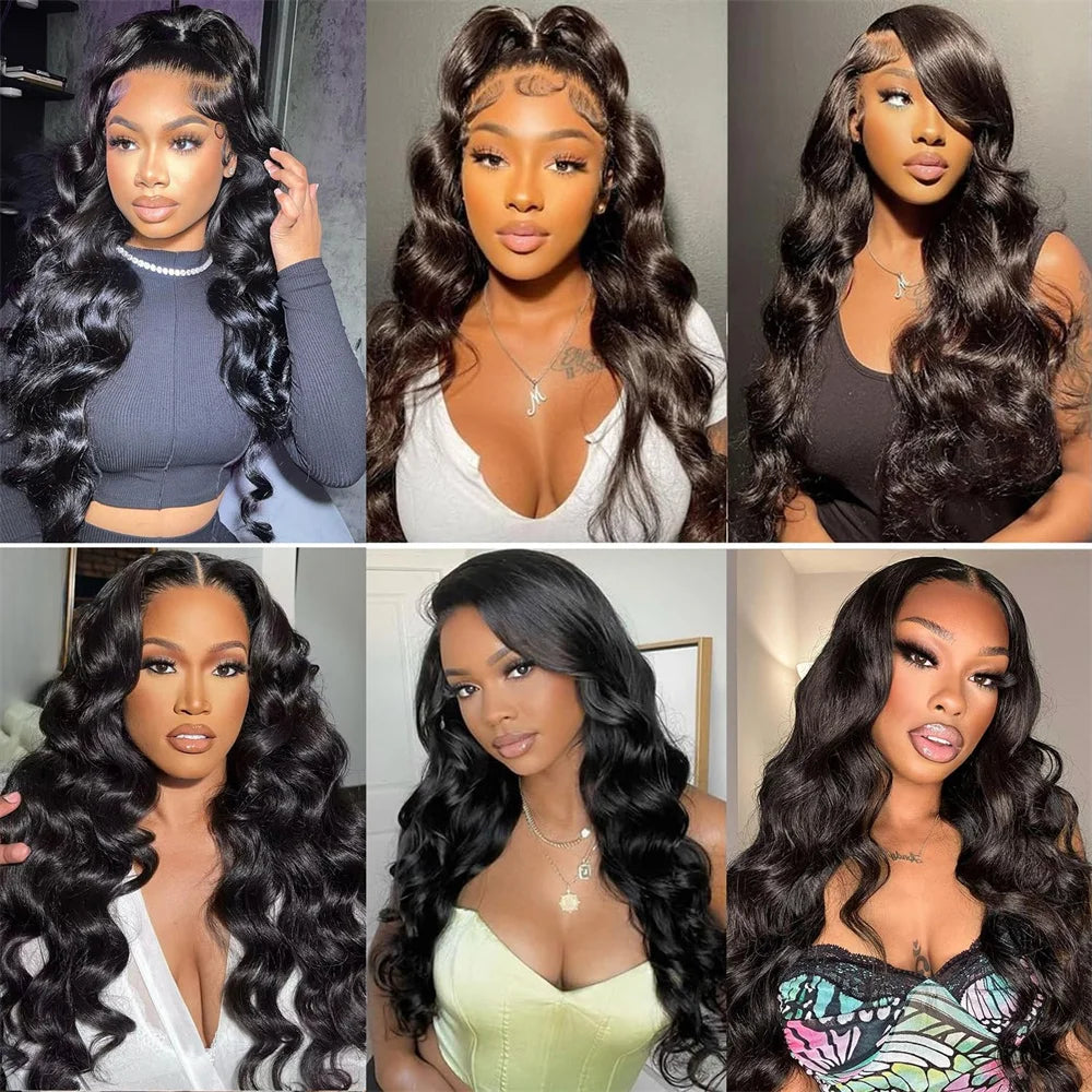Body Wave 4x4 Transparent Lace Front Wigs Human Hair for Women Malaysia Body Wave With Baby Hair Wigs 180% Density Natural Color