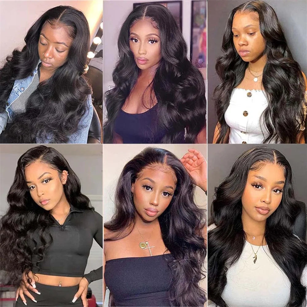 Body Wave 4x4 Transparent Lace Front Wigs Human Hair for Women Malaysia Body Wave With Baby Hair Wigs 180% Density Natural Color