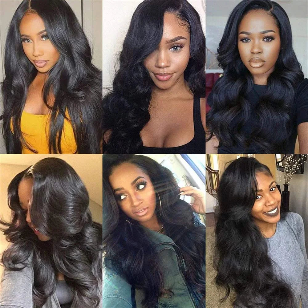 Body Wave 4x4 Transparent Lace Front Wigs Human Hair for Women Malaysia Body Wave With Baby Hair Wigs 180% Density Natural Color