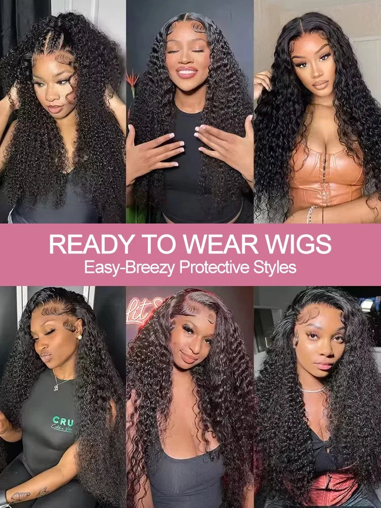 300% Density 40 46 Inch 13x6 HD Loose Deep Wave Lace Frontal Wig Brazilian 13x4 Water Curly Human Hair Wigs For Women Preplucked