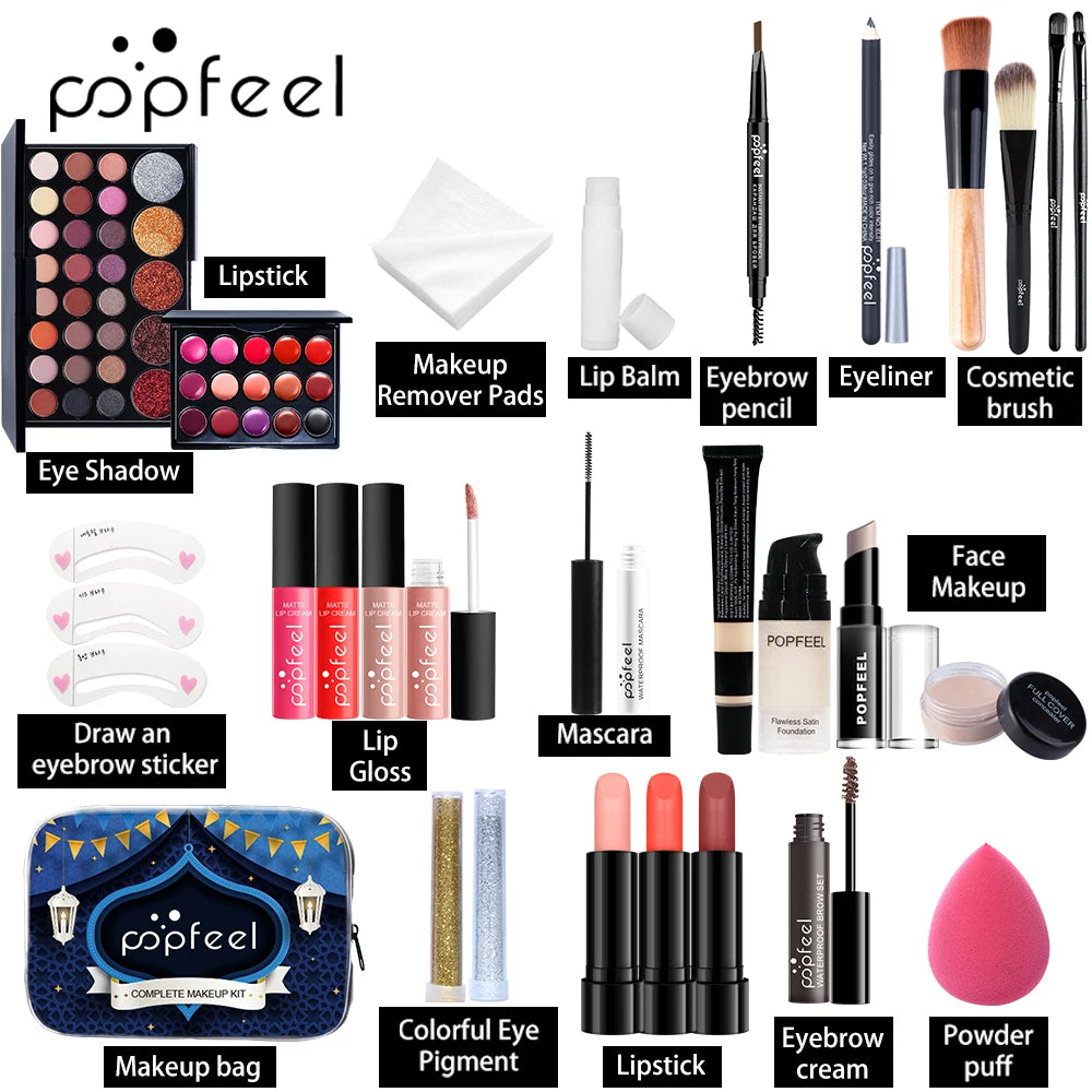 POPFEEL Complete Festival Makeup Set - Eid al-Adha Face Makeup Gift Set for Girls, Women, and Moms | Perfect Makeup Gift Set.