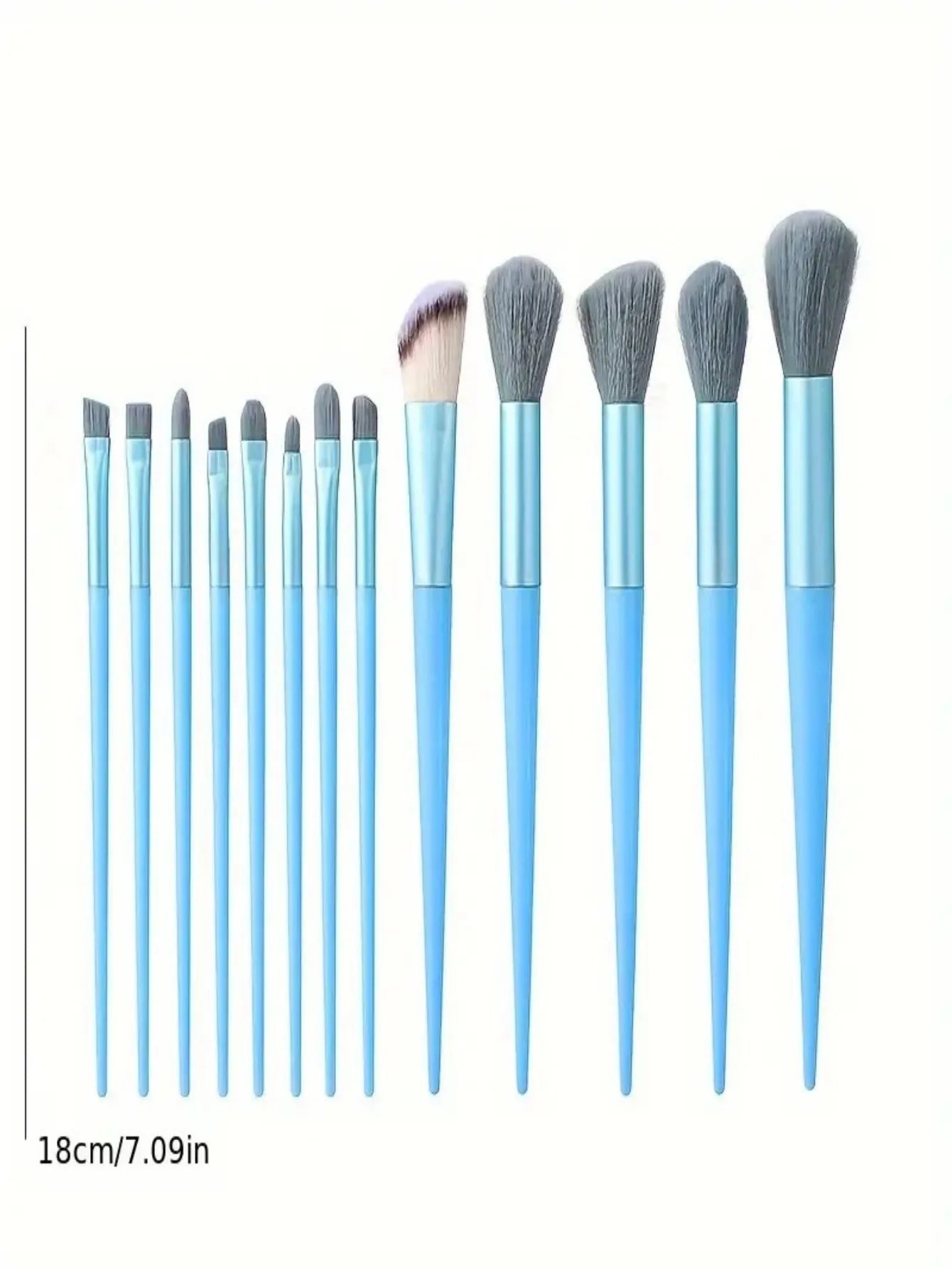 Professional 13-Piece Blue Makeup Brush Set with Blending Sponge & Powder Puff - Complete Cosmetic Kit for Flawless Foundation