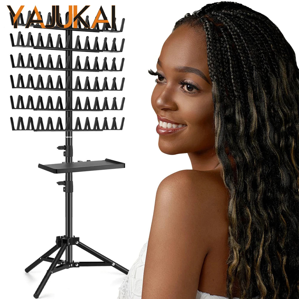 Wig Stand For Braiding Hair Faster Hair Braiding Rack With Tripod Stand Hair Braiding Kits Tools Hair Rack For Making Braiding