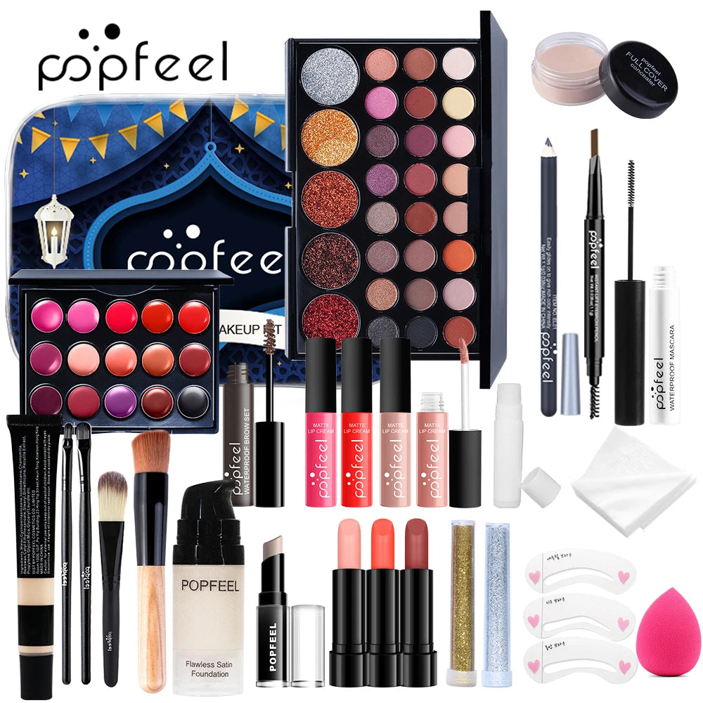POPFEEL Complete Festival Makeup Set - Eid al-Adha Face Makeup Gift Set for Girls, Women, and Moms | Perfect Makeup Gift Set.