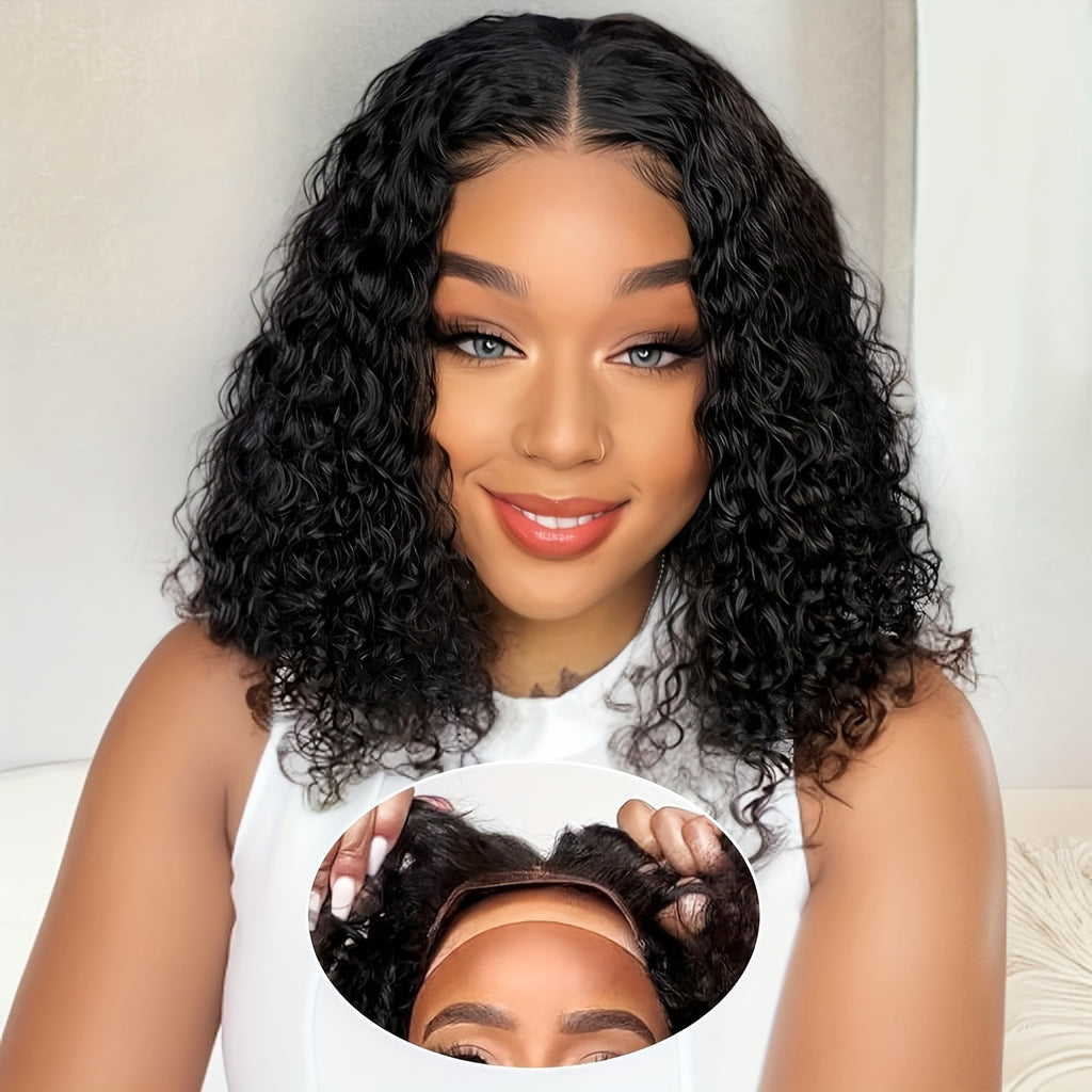 Glueless Wigs Human Hair Pre Plucked Pre Cut Bob Wig Human Hair 180% Density 4x4 Water Wave Lace Closure Wigs Human Hair For Woman Glueless Wigs Human Hair Lace Front Wigs