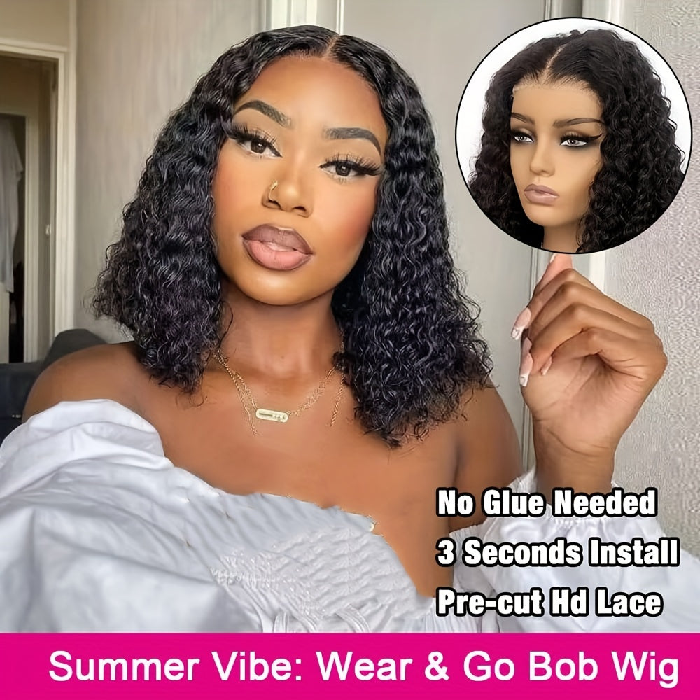 Glueless Wigs Human Hair Pre Plucked Pre Cut Bob Wig Human Hair 180% Density 4x4 Water Wave Lace Closure Wigs Human Hair For Woman Glueless Wigs Human Hair Lace Front Wigs